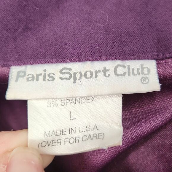 💚Vintage Paris Sport Club Purple Buttoned & Collared Fitted Top Large - Picture 9 of 13